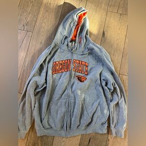 OREGON STATE College gray zip up graphic hoodie merch unisex XXL